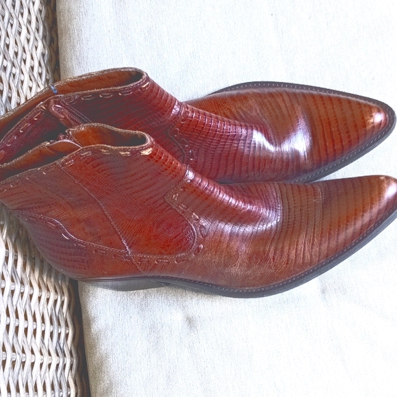 GIANNI BINI LIZARD SKIN ZIP BOOTS - Picture 2 of 4